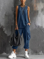 Oversized Sleeveless Top & Cargo Jogger Set