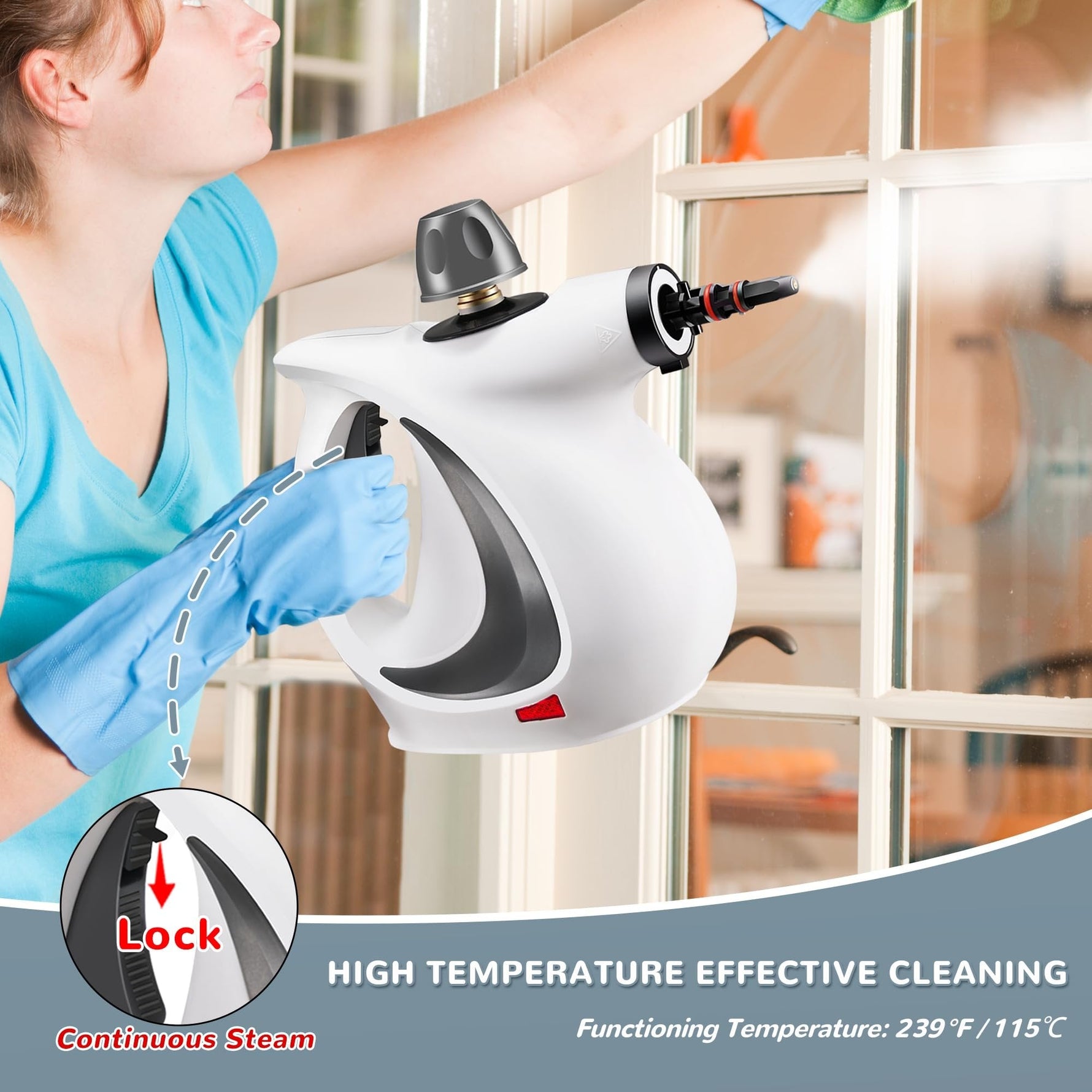 Dailyard™Handheld Pressurized Steam Cleaner | 11-Piece Accessory Set for Home & Car Deep Cleaning