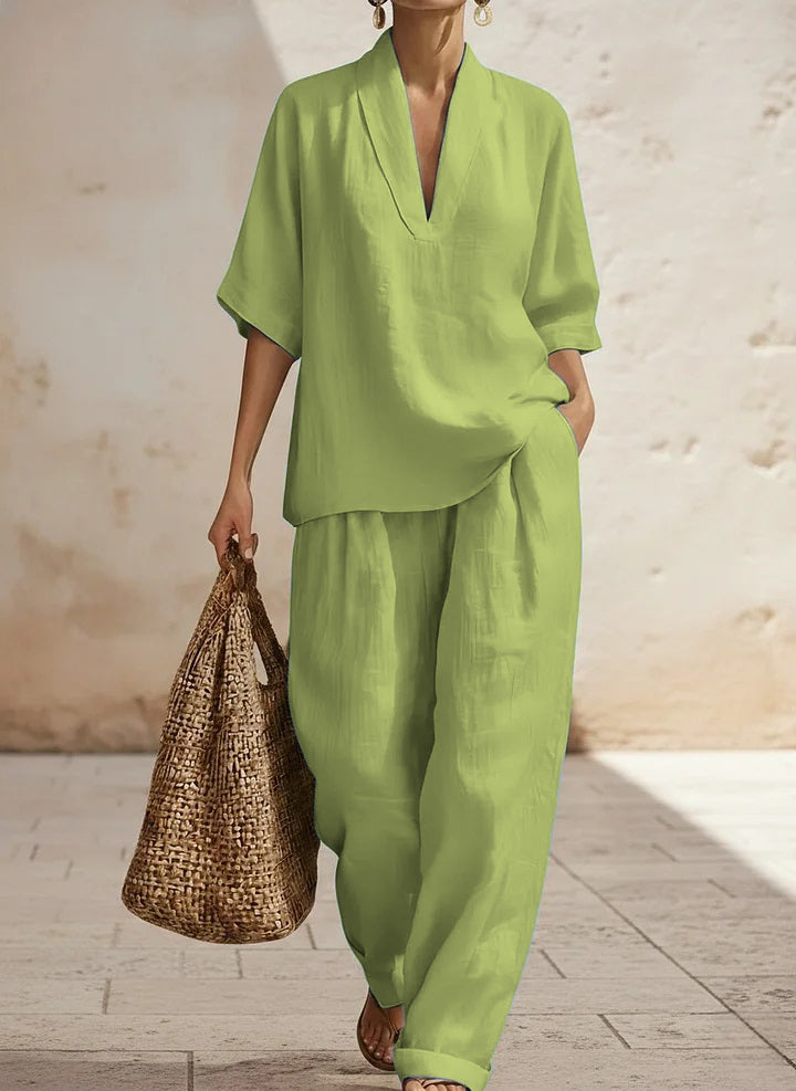 New Arrivals Women's Casual Cozy Minimalist Linen Two-piece Set