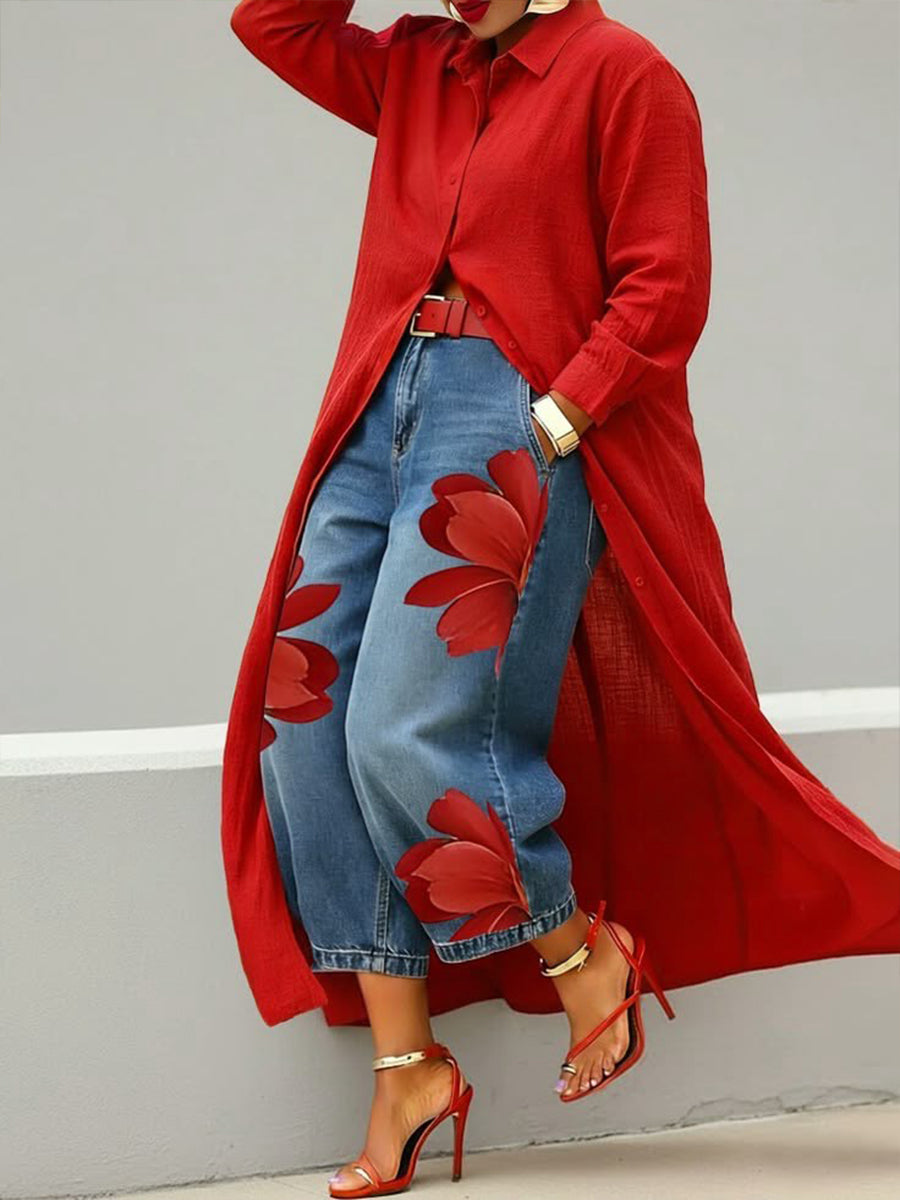 ??Casual Linen And Cotton Shirt Dress