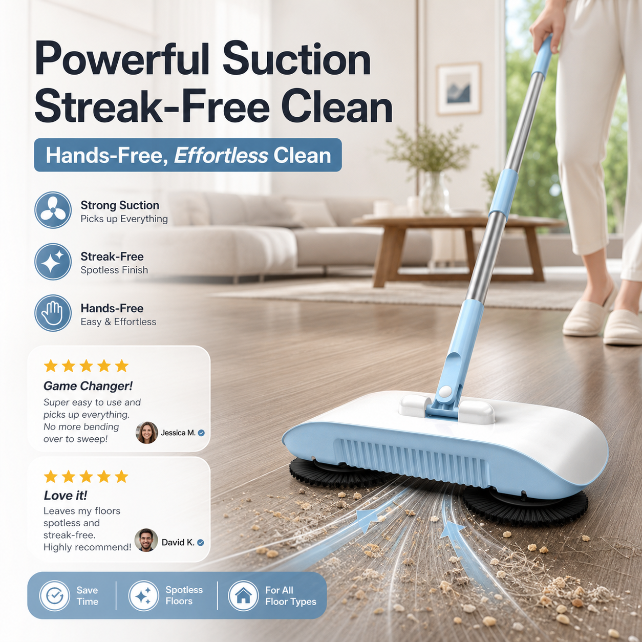 Dailyardtool®Smart Robot Vacuum Cleaner with Mop & Broom