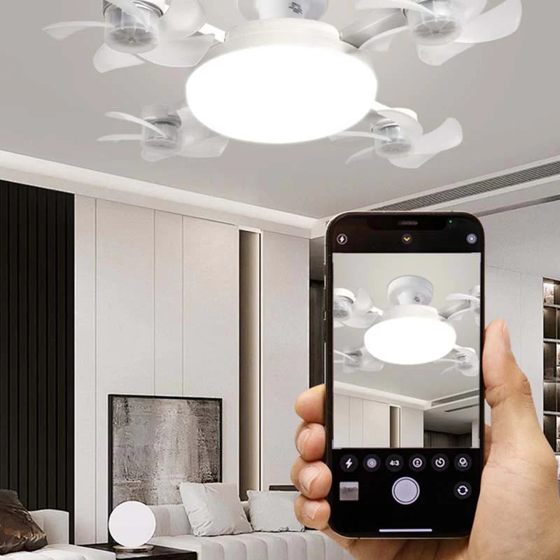🌀Dailyardtool® New E27 Socket Ceiling Fan Light – 2‐in‐1 Silent LED Fan with Remote Control