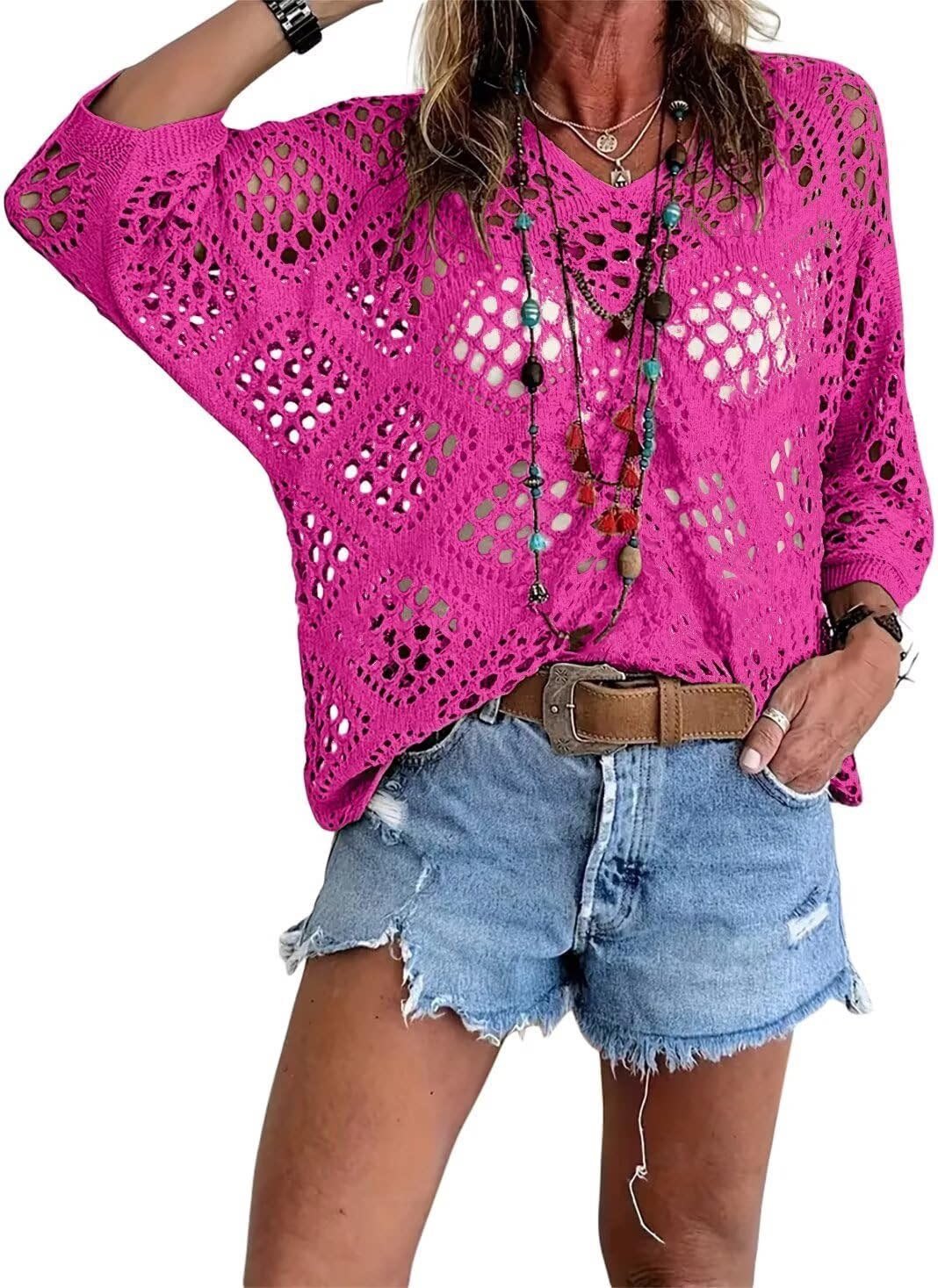 ? Handmade Crochet V©\Neck Boho Top | Apricot Summer Essential