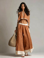 Sleeveless V-Neck Two-Piece Set ¨C Solid Color Lounge & Casual Outfit