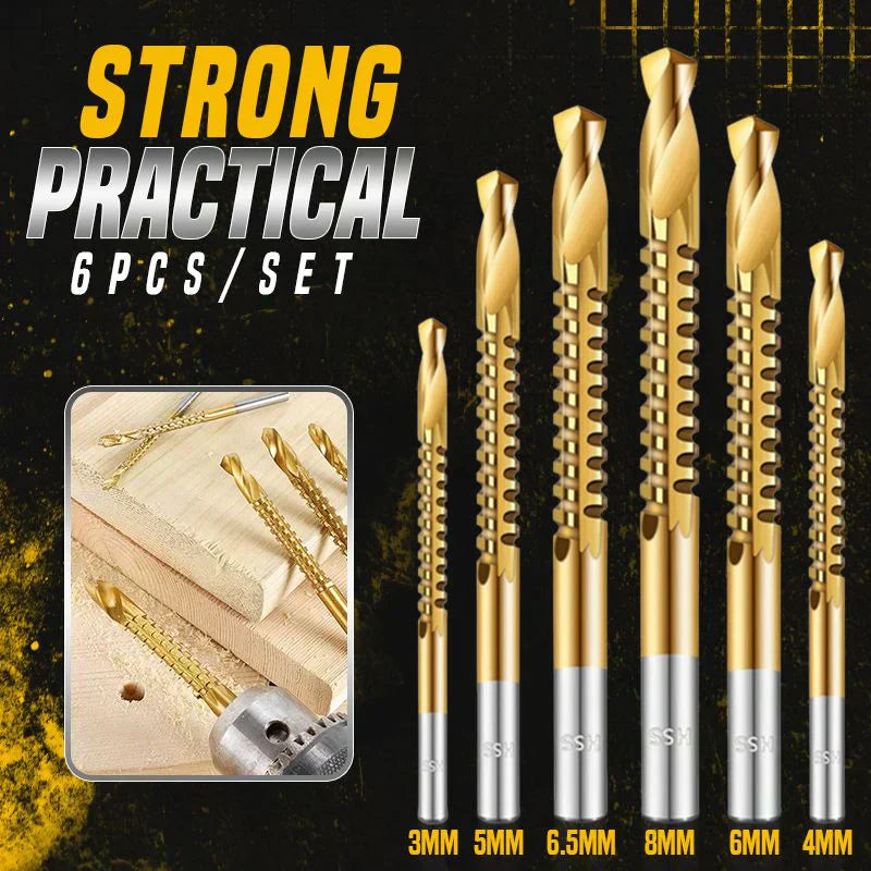 Dailyardtool® 🔩⚡Titanium‑Coated Twist Drill Set – 6 sizes, drills & saws in one