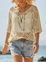 ? Handmade Crochet V©\Neck Boho Top | Apricot Summer Essential
