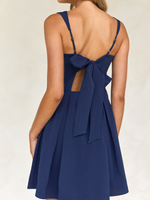 Short Sleeveless Party Dress with Back Bow