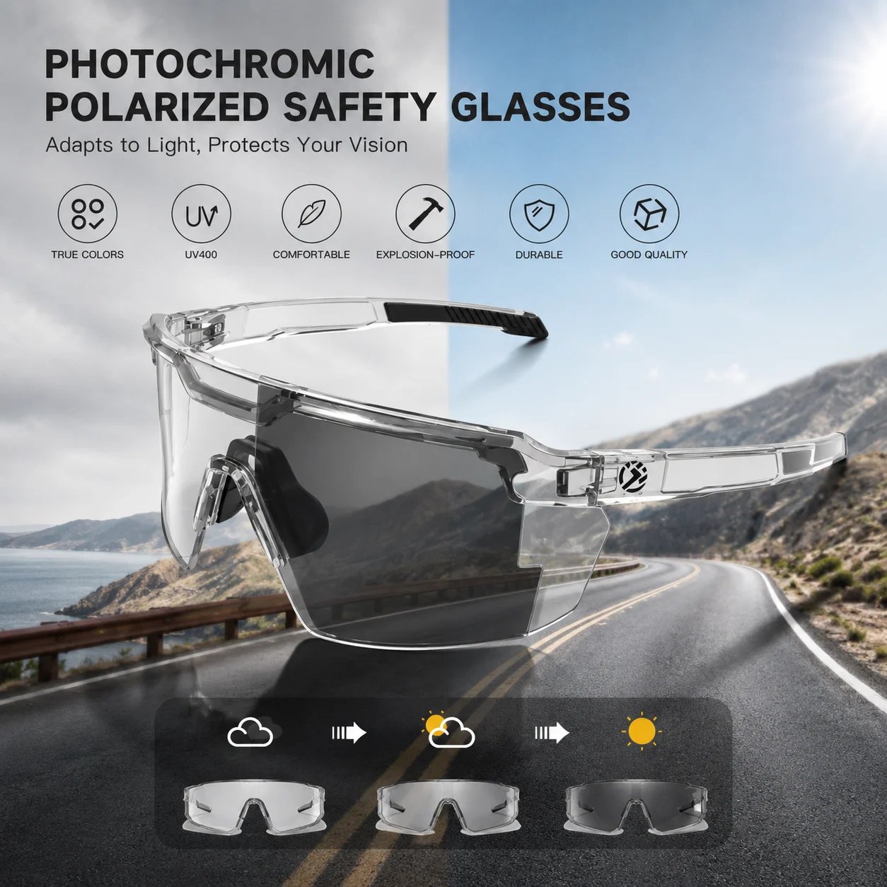 ☀️🕶️Dailyardtool® UV400 Photochromic Polarized Safety Glasses – 🥇Impact Resistant Outdoor Sports & Work Eyewear✨