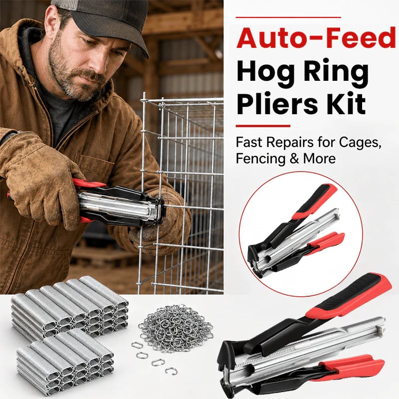 Dailyard™Auto-Feed Hog Ring Pliers Kit –Heavy Duty Fence & Cage Fastening Tool