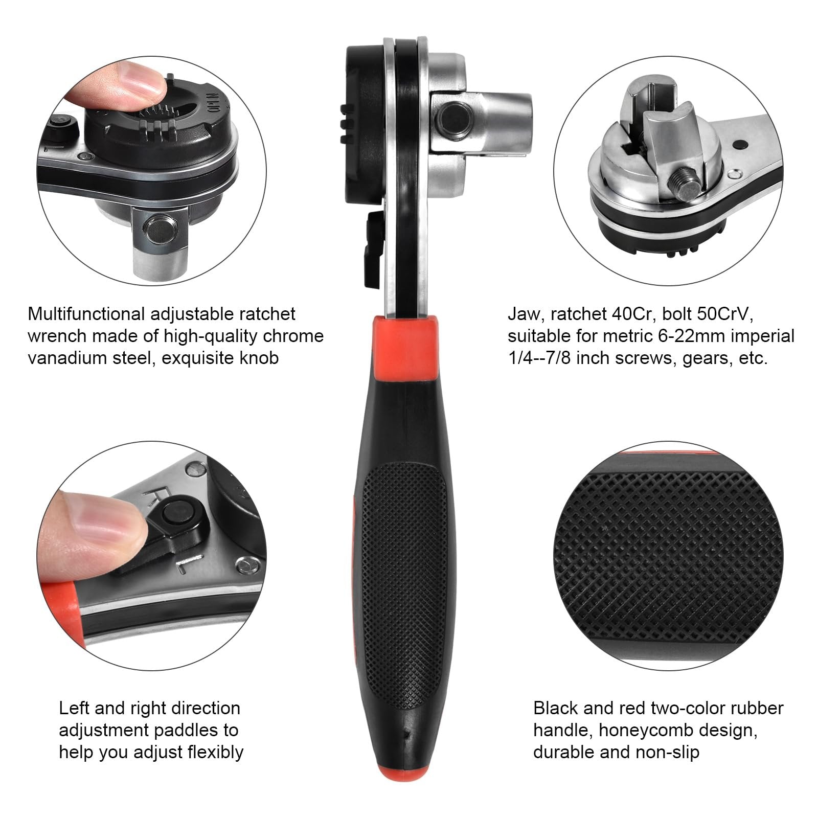 Dailyardtool® Adjustable Ratchet Wrench Kit for 6-22mm Screw