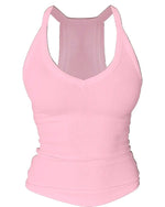 Built-in Bra V-Neck Ribbed Spaghetti Strap Cami Top