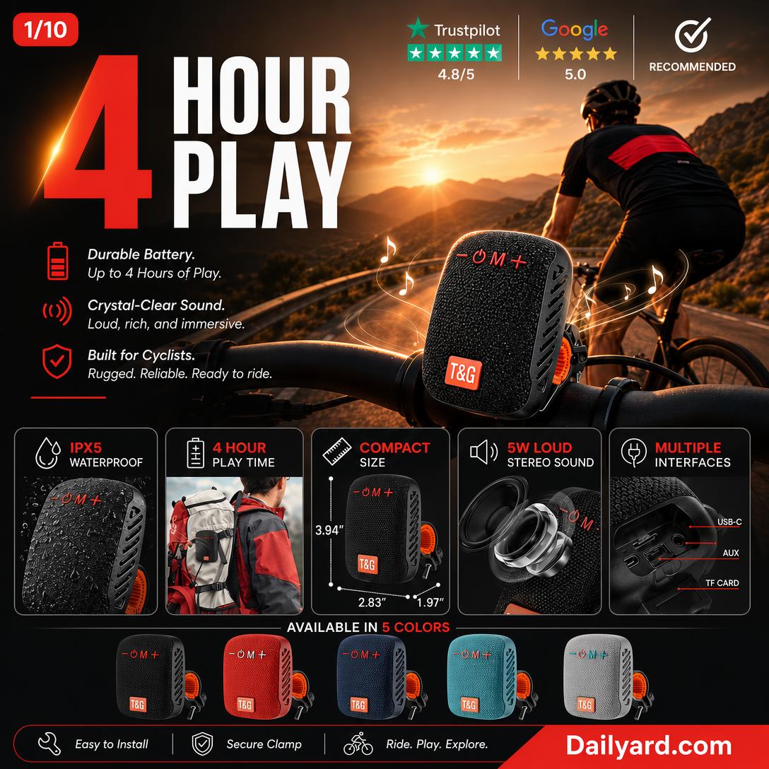 Dailyard™Waterproof Bicycle Bluetooth Speaker with Mounting Bracket