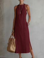 ?? Retro Cozy Lace Minimalist Linen Dress