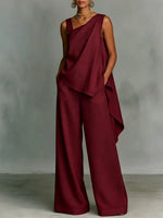 Women's Minimalist High-end Style White Asymmetrical Cotton-linen Suit