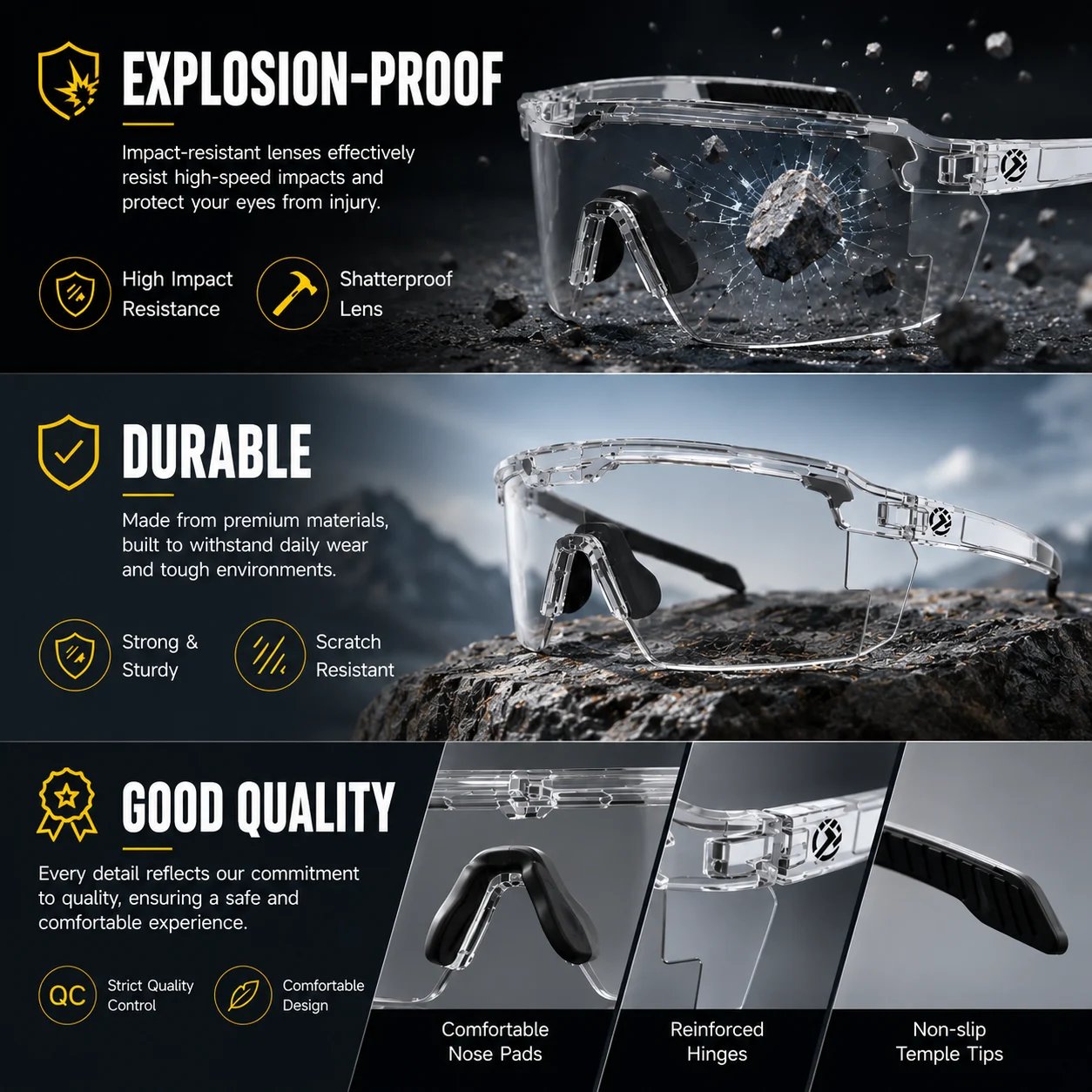 ☀️🕶️Dailyardtool® UV400 Photochromic Polarized Safety Glasses – 🥇Impact Resistant Outdoor Sports & Work Eyewear✨