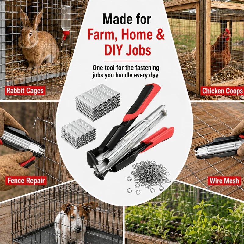 Dailyard™Auto-Feed Hog Ring Pliers Kit –Heavy Duty Fence & Cage Fastening Tool