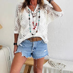 ? Handmade Crochet V©\Neck Boho Top | Apricot Summer Essential