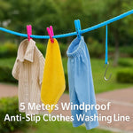 Dailyardtool® 5M Windproof Portable Clothesline with Hooks