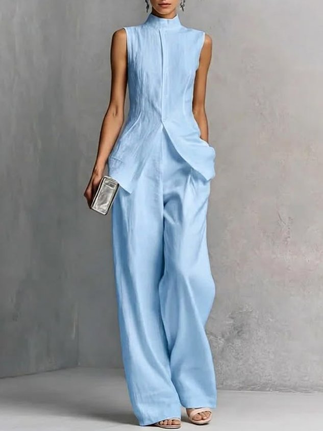 Casual Solid High Waisted H-Line Trousers