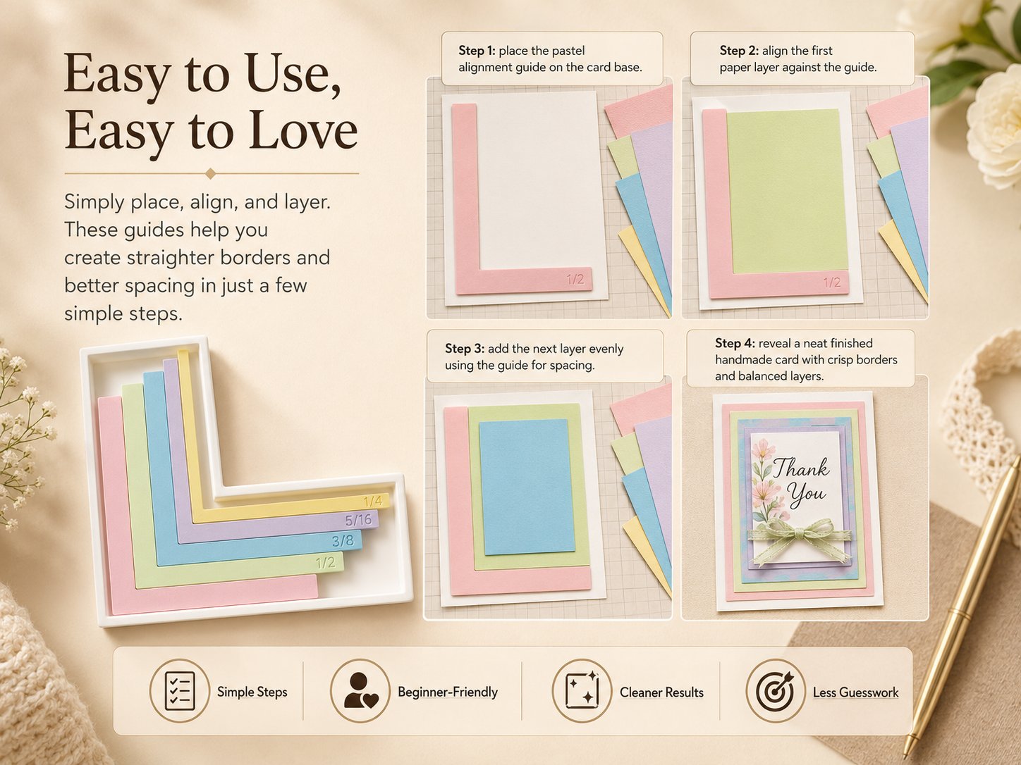 Dailyardtool® Card Making Alignment Guides Set | Create Perfectly Aligned Handmade Cards Without Guesswork or Crooked Corners ✨