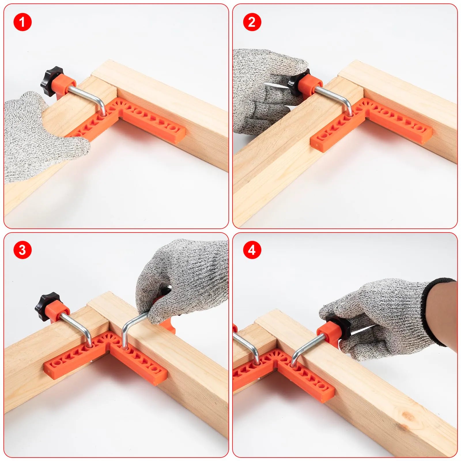 🔧Dailyardtool® 90 Degree Corner Clamp & Positioning Square Set - (3" 4")inch x 8 Right Angle Clamp with 8 Clamp ABS Plastic L-Shaped Tool