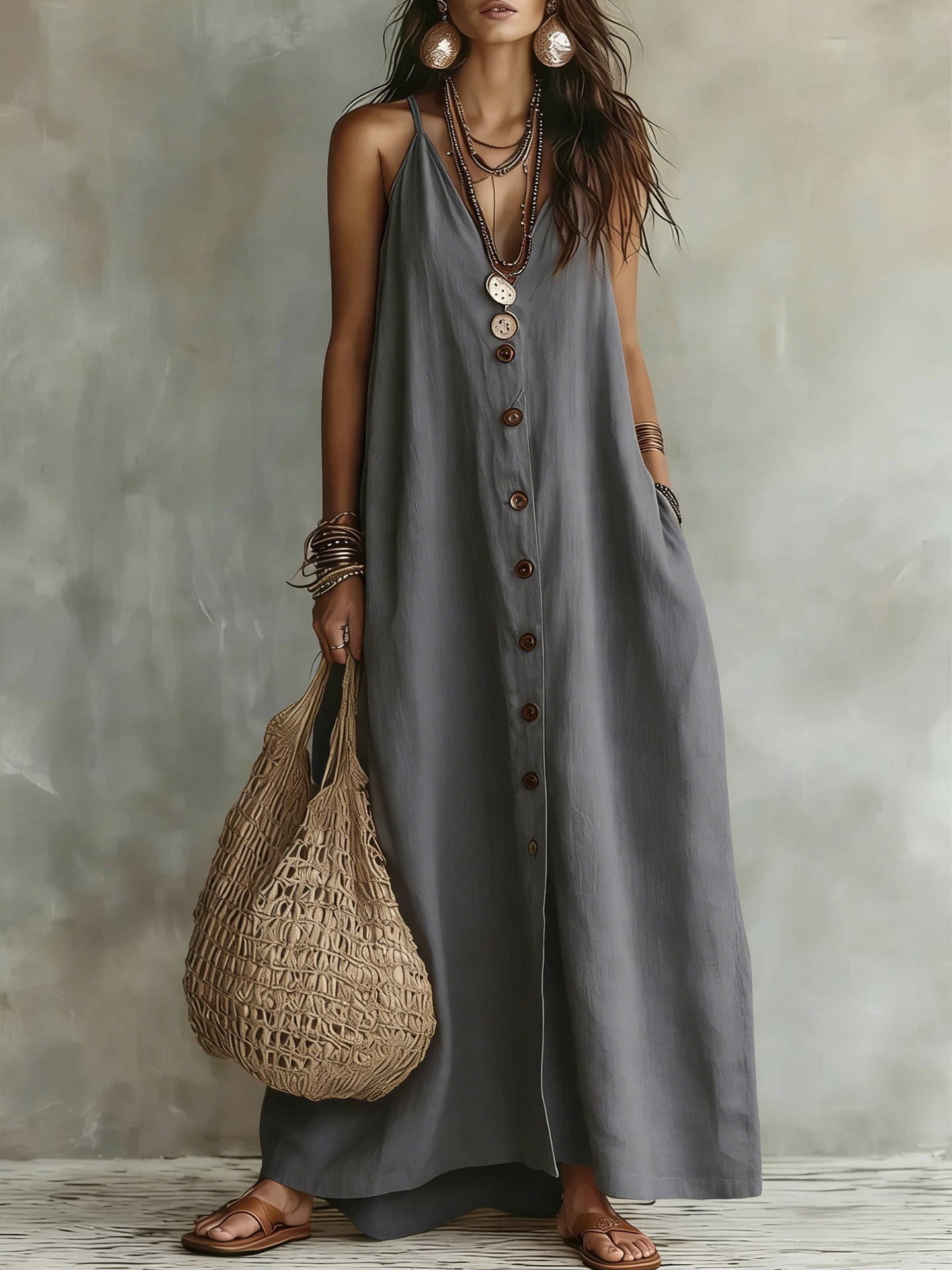 ?? Boho Linen Maxi Dress: Effortless Summer Style
