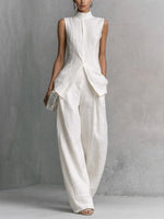 Casual Solid High Waisted H-Line Trousers