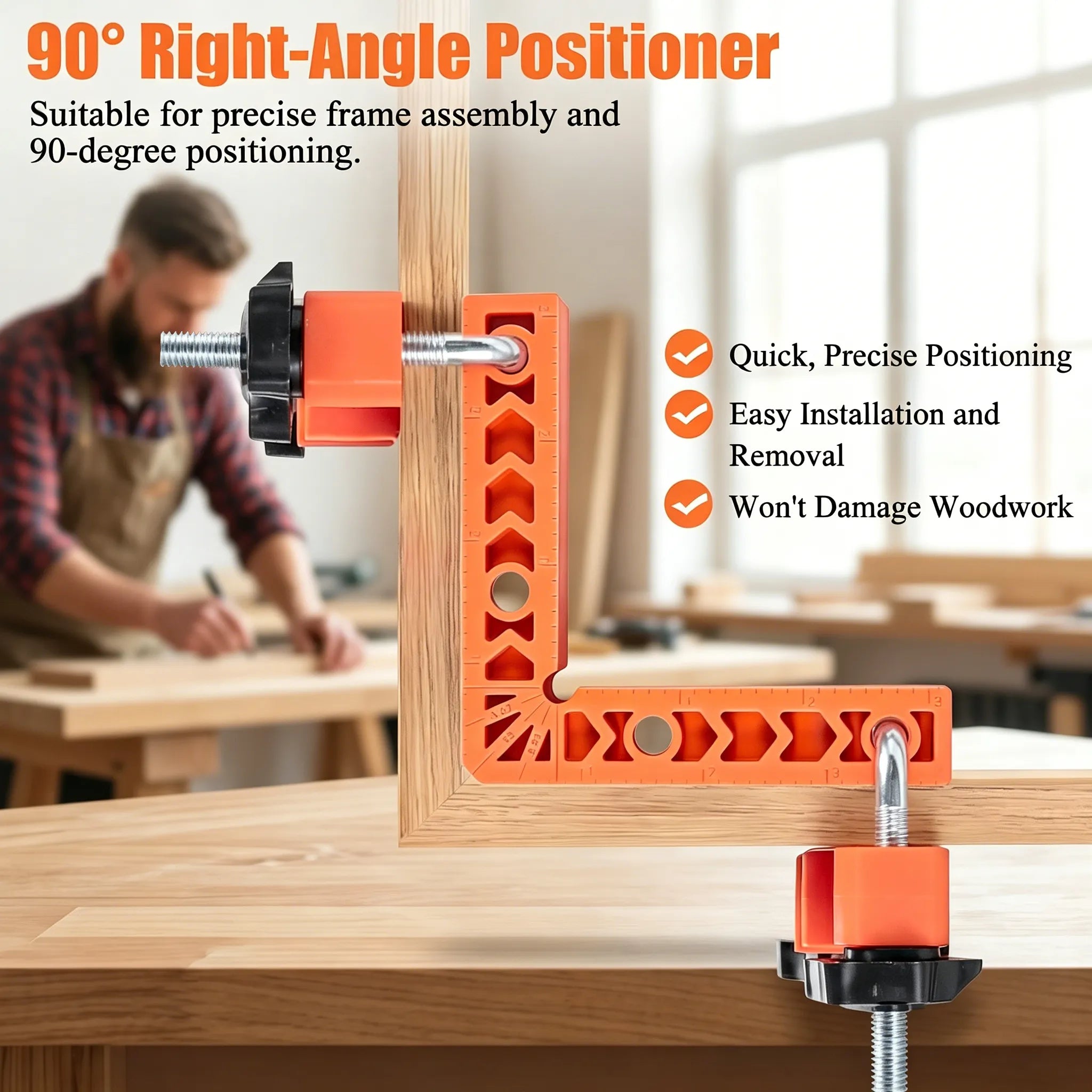 🔧Dailyardtool® 90 Degree Corner Clamp & Positioning Square Set - (3" 4")inch x 8 Right Angle Clamp with 8 Clamp ABS Plastic L-Shaped Tool