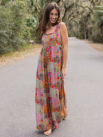 ?? Boho Patchwork Floral Wide-Leg Jumpsuit (XL-5XL)