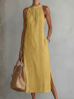 ?? Retro Cozy Lace Minimalist Linen Dress