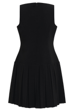 Sleeveless Pleated Mini Dress - Black