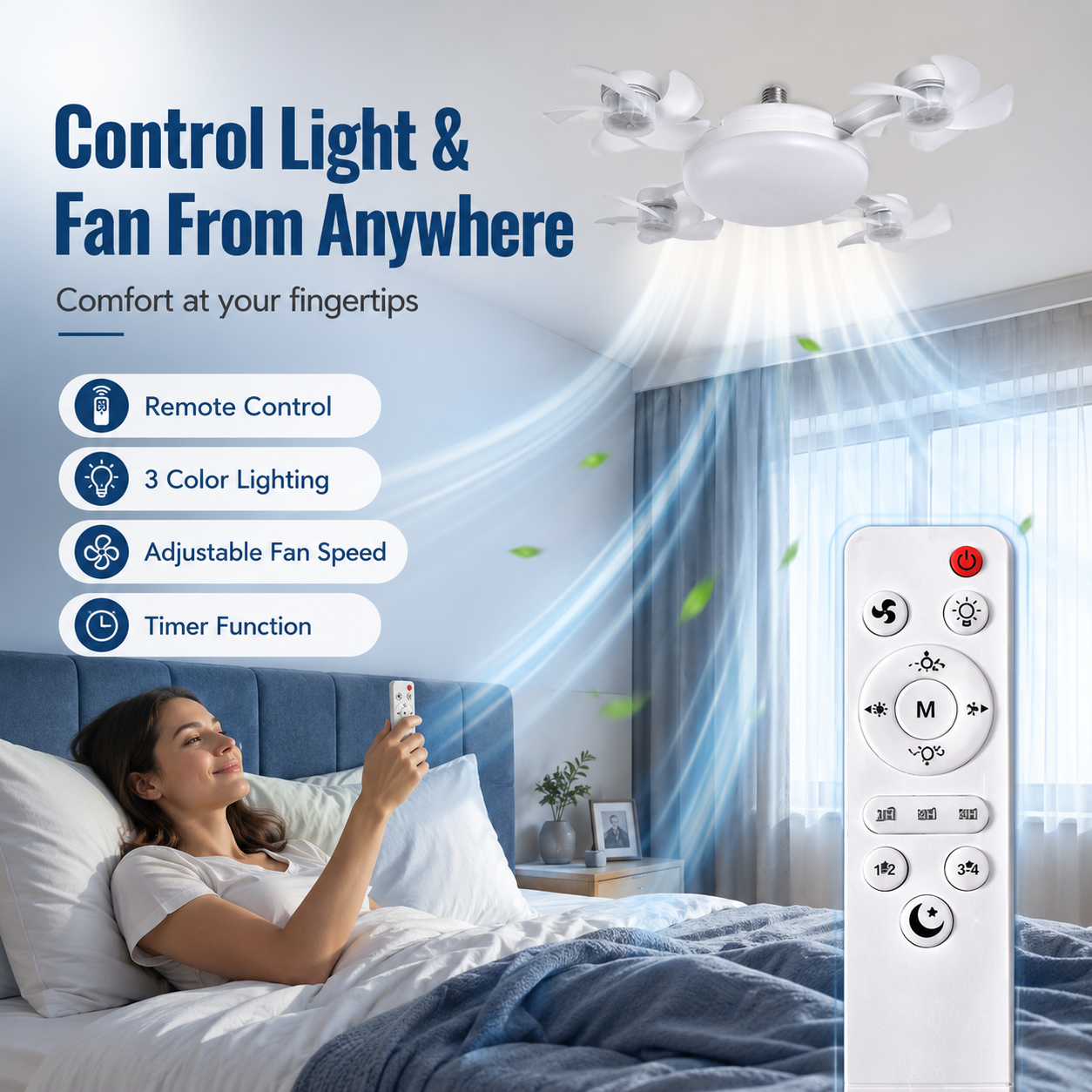 Dailyard™ No-Wiring Ceiling Fan Light with Remote Control