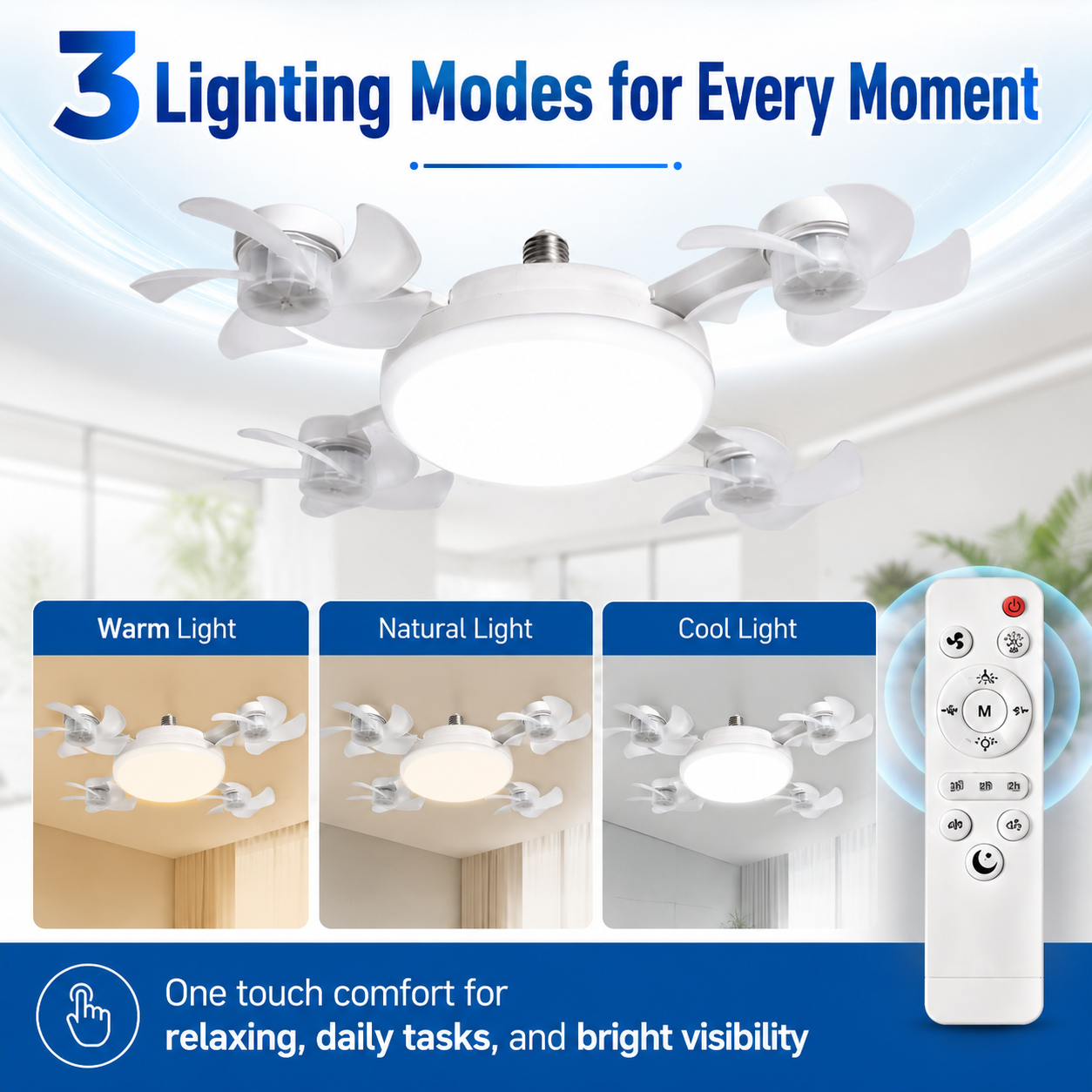 Dailyard™ No-Wiring Ceiling Fan Light with Remote Control