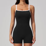 Contrast Trim Low Back Spaghetti Strap Yoga wear