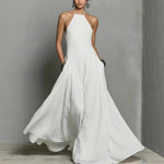 Cotton And Linen Blend Simple Backless Sleeveless Long Dress