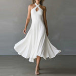 ?? Halter Neck Sleeveless Midi Dress