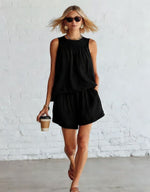 Crinkled Casual Two Piece Short Set