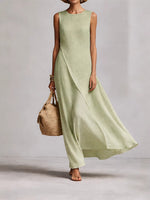 Sleeveless Asymmetrical Linen Maxi Dress