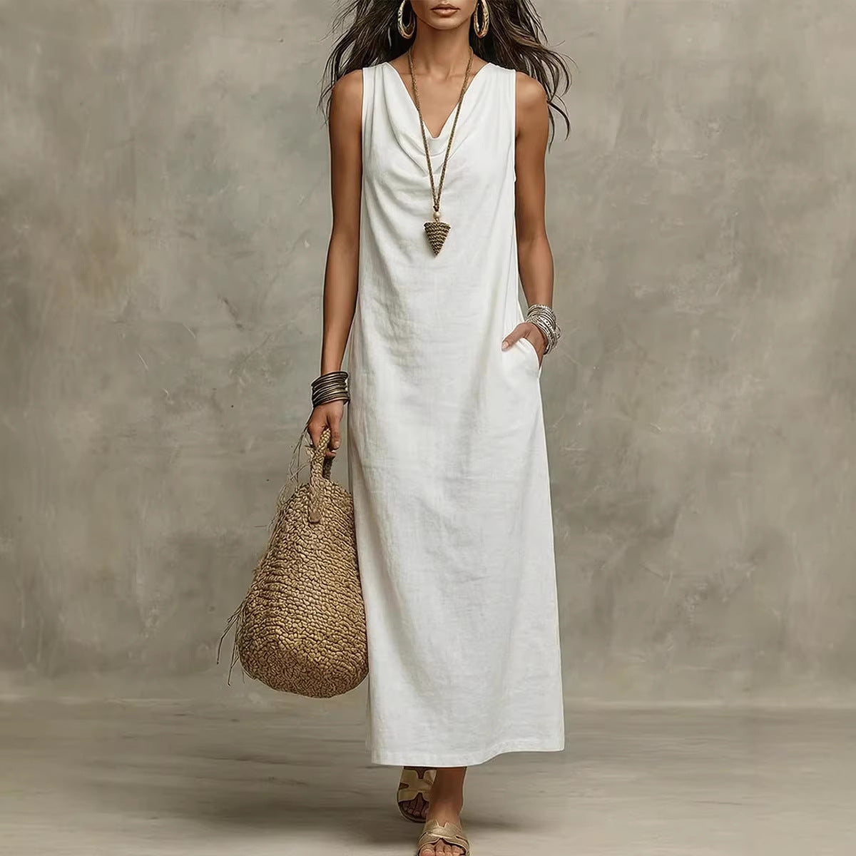 ?? Sleeveless Linen Maxi Dress: Effortless Boho-Chic for Every Occasion