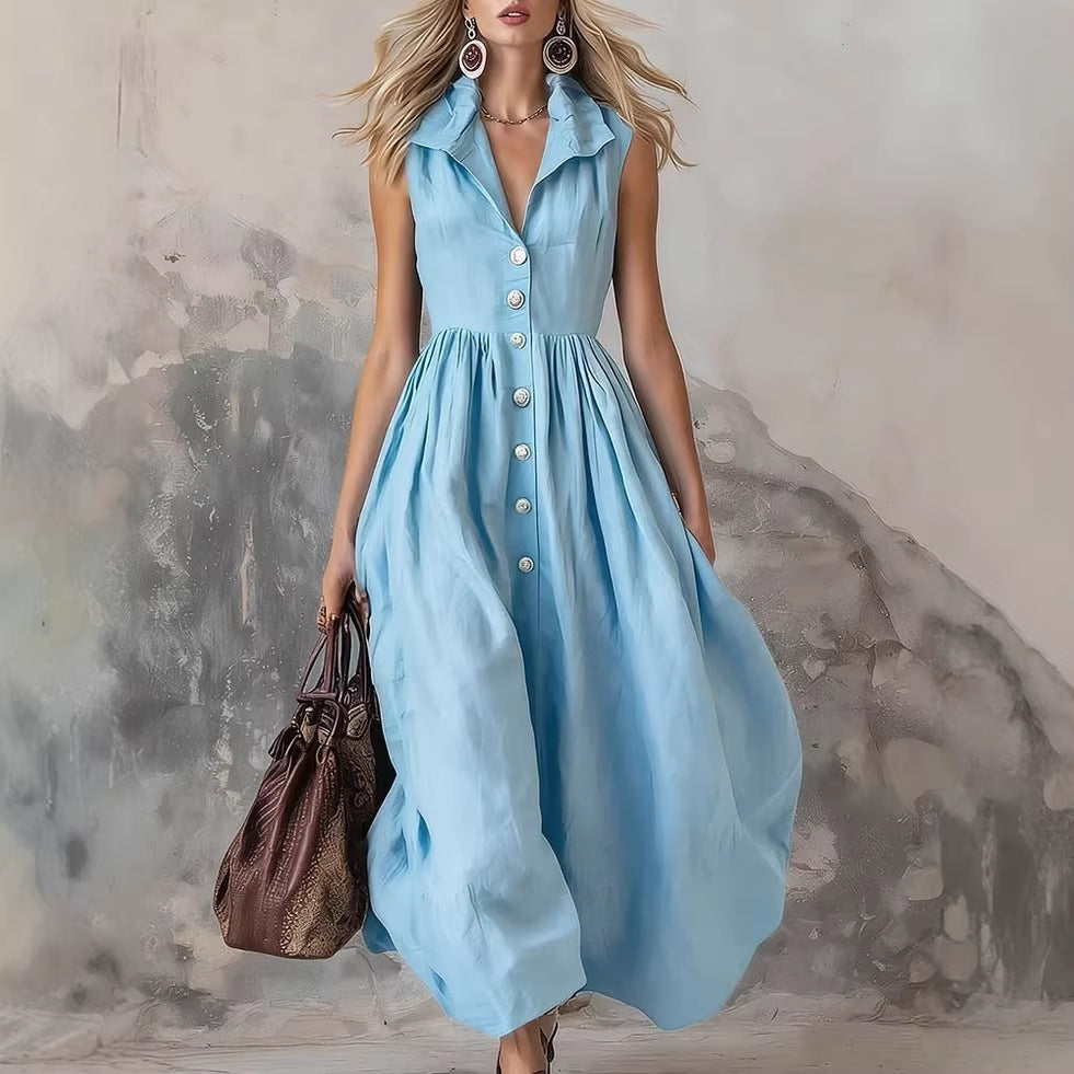 Women'S Stylish Solid Color Lapel Slim Long Skirt