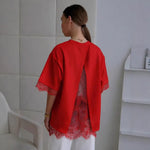 Oversized Lace Splicing Tee