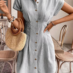 Blue Striped Button-Down Shirt Dress