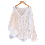 European And American Cross-Border Women'S Clothing Hollow Breathable Lazy Travel Style Sweater Women'S Fashion Casual Retro Pullover