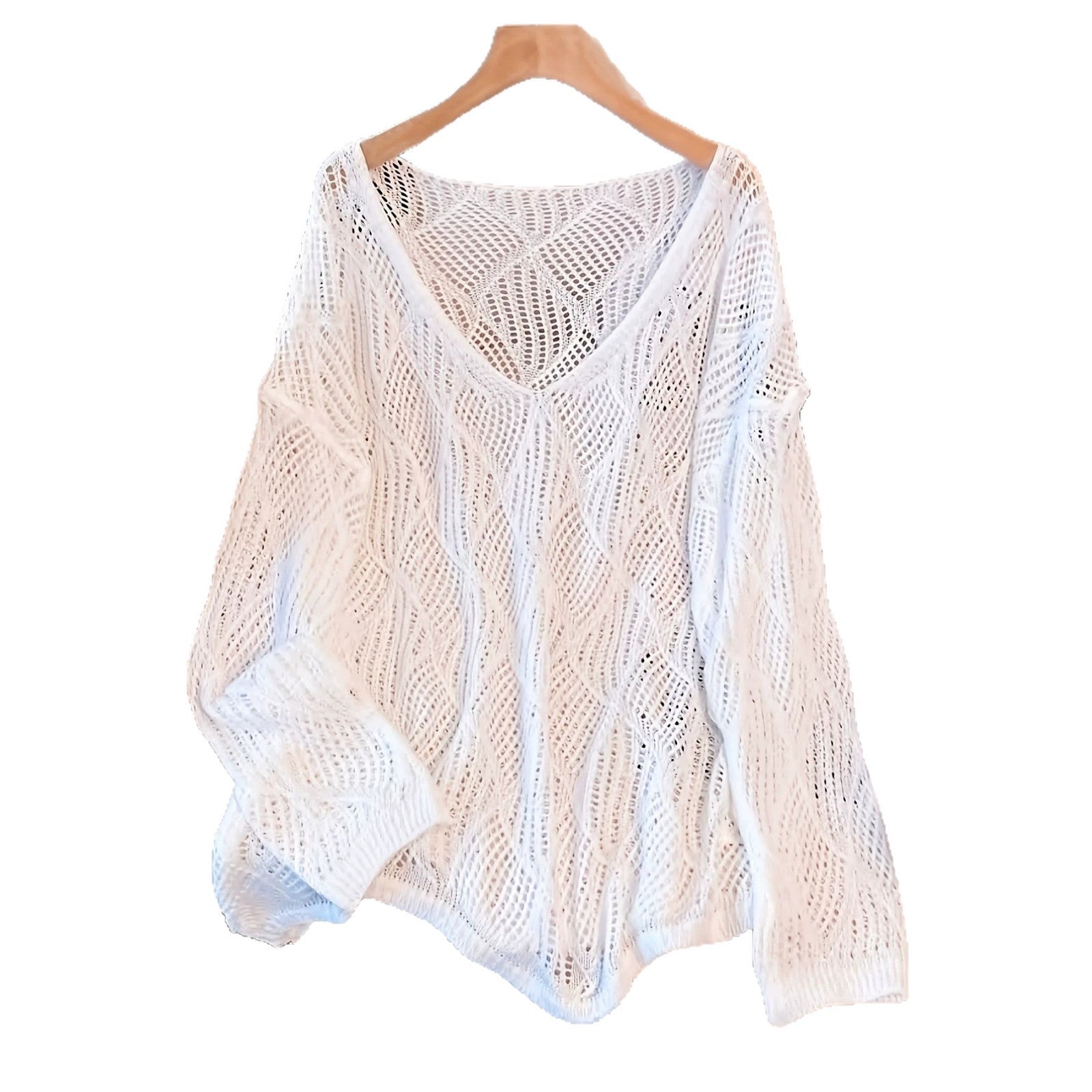 European And American Cross-Border Women'S Clothing Hollow Breathable Lazy Travel Style Sweater Women'S Fashion Casual Retro Pullover