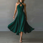?? Halter Neck Sleeveless Midi Dress