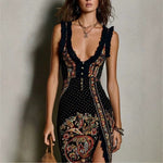 Digital Print Sleeveless Split Maxi Dress ¨C High-Waist V-Neck Long Dress for Women