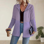 Women'S Autumn And Winter Solid Color Corrugated Stitching Casual Loose Women'S Hooded Jacket