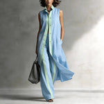 Contrast Sleeveless Tunic & Wide-Leg Pants Set Modern Sophistication, Effortless Tailored Style