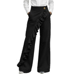 Ruffle Accent High-Waist Wide-Leg Jeans