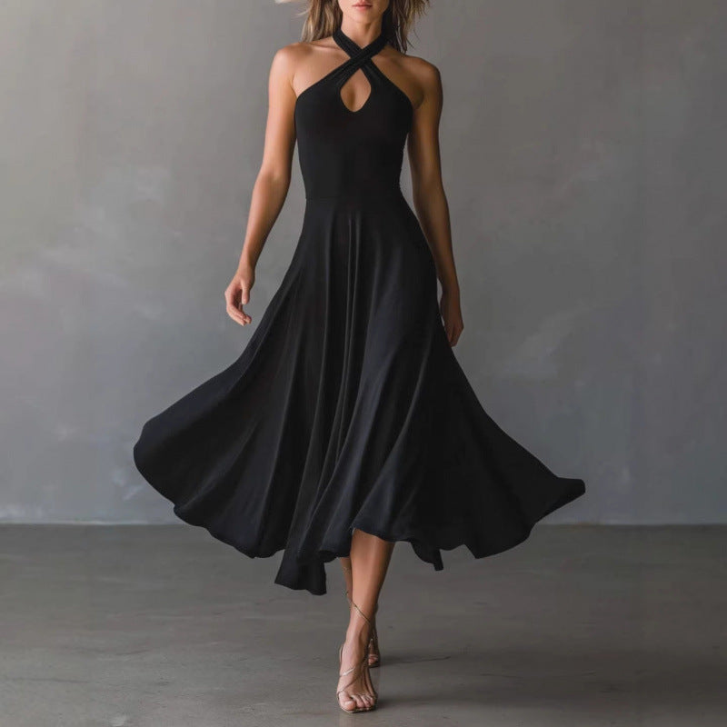 ?? Halter Neck Sleeveless Midi Dress